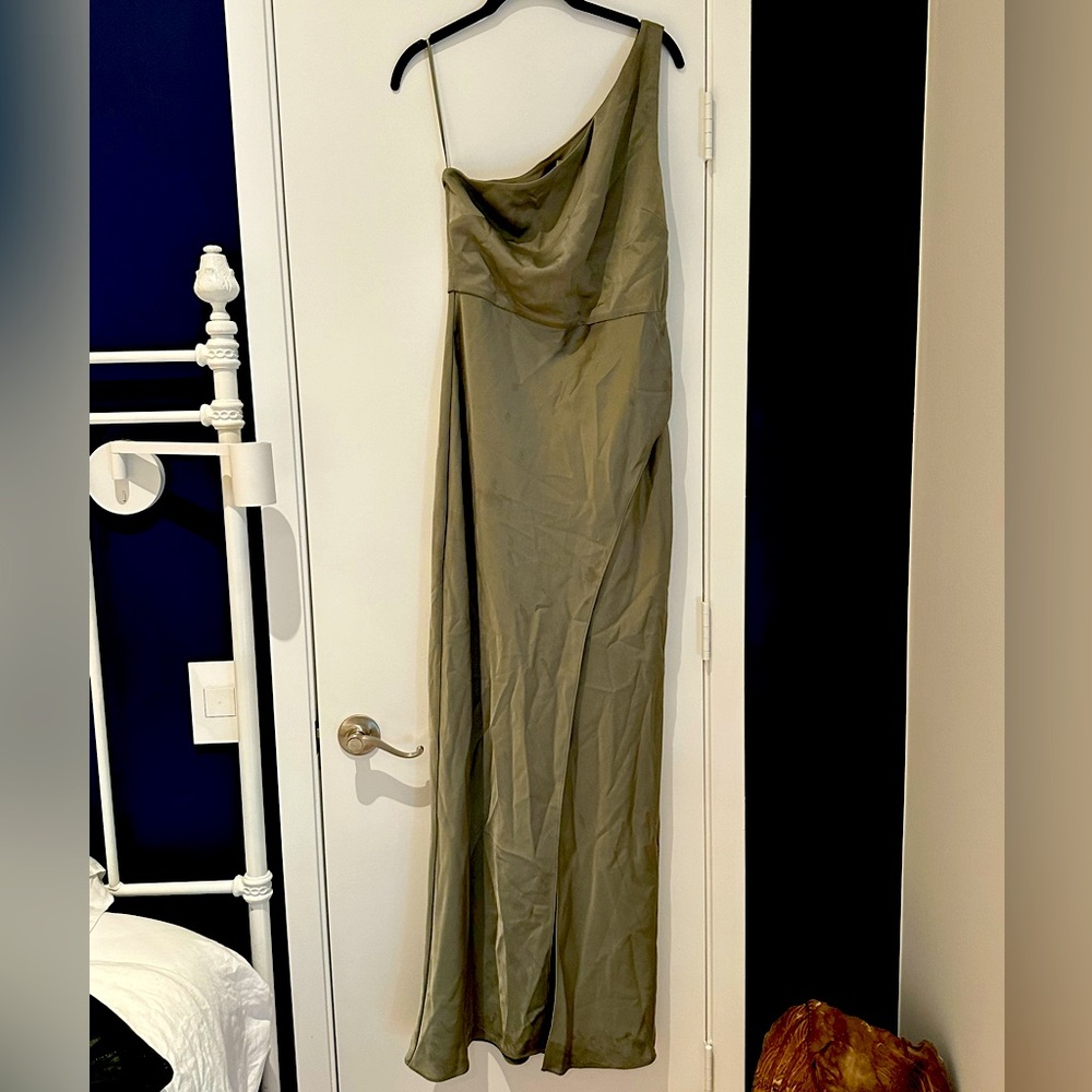 BHLDN sage green full length gown size 8